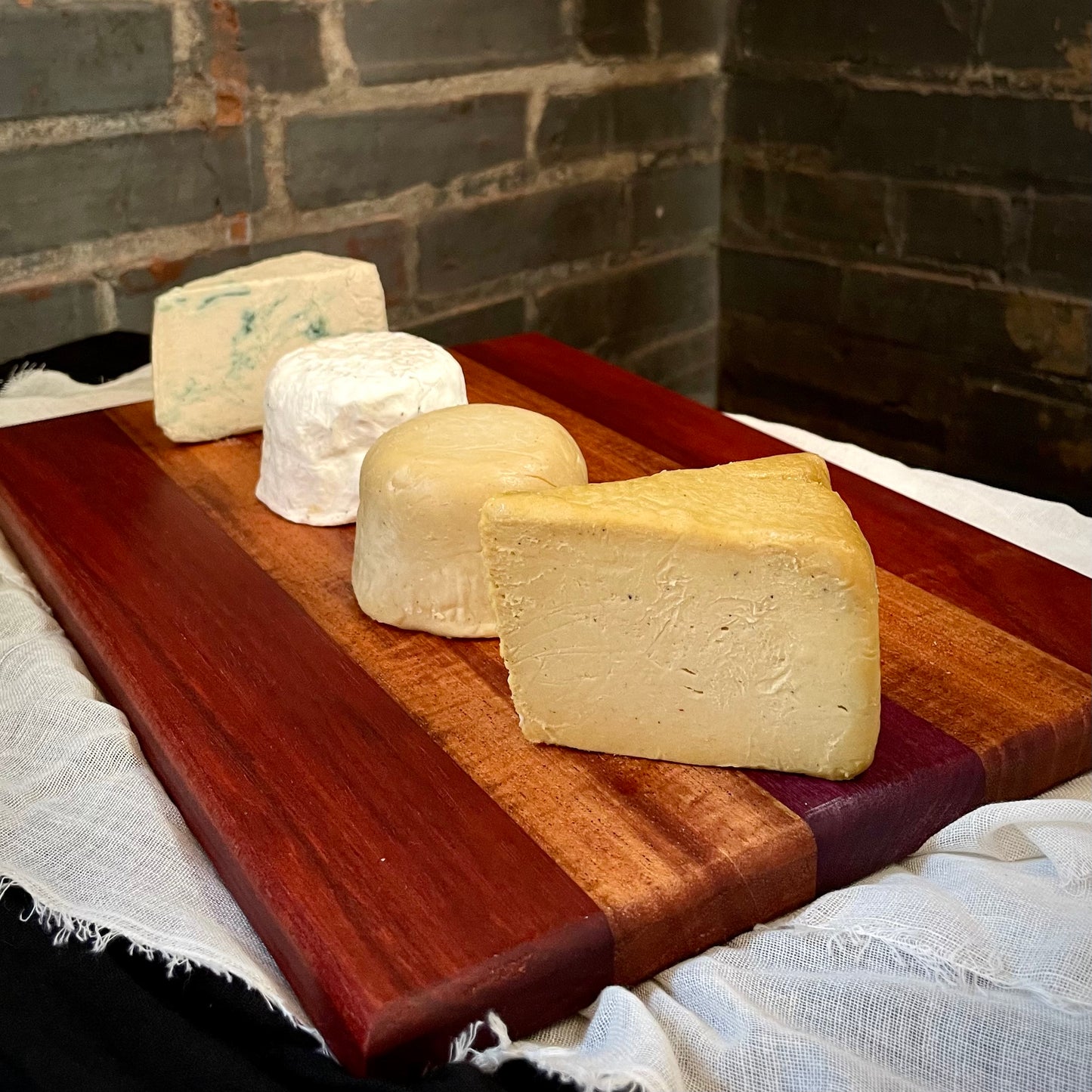 PRE-ORDER: Four Cheeses with Artisan Wooden Cheese Board